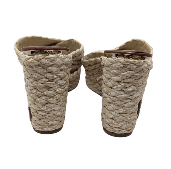 Jimmy Choo Dovina 100 Raffia Wedge JC Logo Sandal Size EU 39 - Picture 6 of 8
